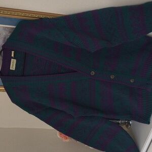 Vintage Chunky Know oversized Y2k Green and Purple Sweater Collegiate Preppy L
